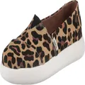 TOMS Womens Canvas Slip On Shoes Sneakers Flats Platform Espadrilles - Leopard Print - US 8