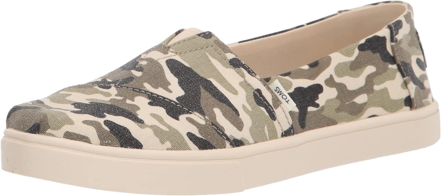 TOMS Womens Casual Canvas Slip On Sneakers Shoes Espadrilles - Army Camo Camouflage - US 8