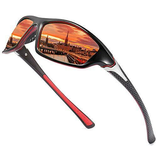 Men Sunglasses UV400 Polarized Glasses Fishing Sports Driving WrapAround Eyewear-Orange