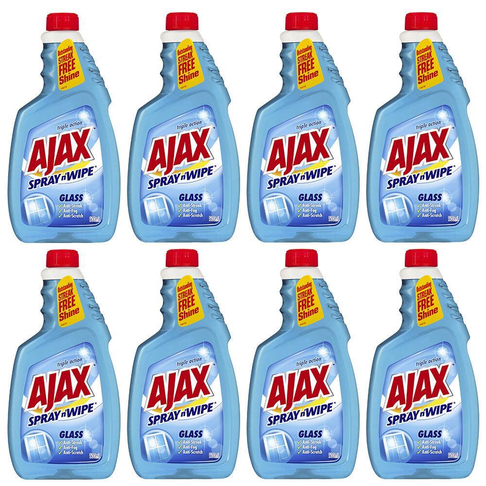 8x Ajax Spray Wipe 500ml Glass Anti-Fog/Anti-Scratch/Anti-Streak Cleaner Refill