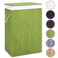 Bamboo Laundry Basket with Single Section Green vidaXL