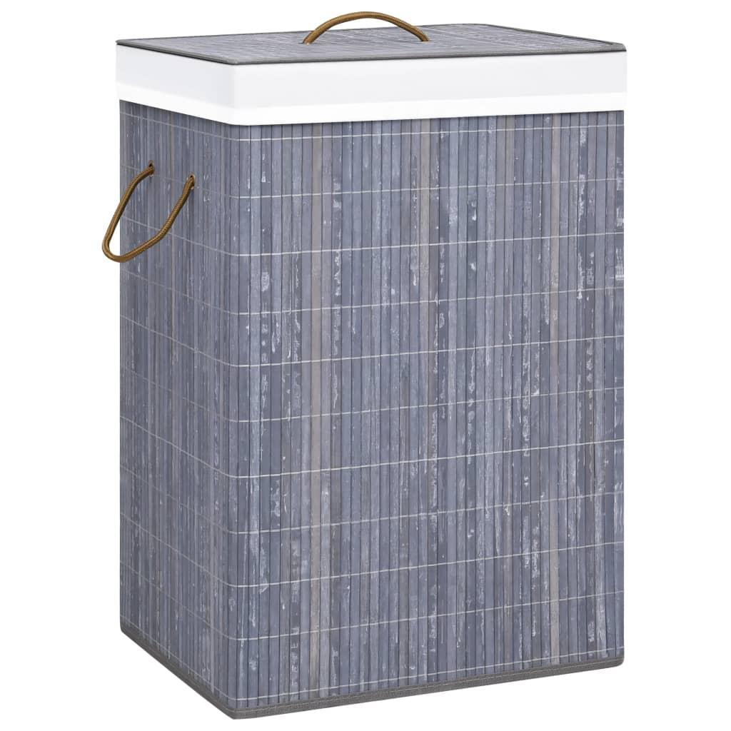 Bamboo Laundry Basket with Single Section Grey vidaXL