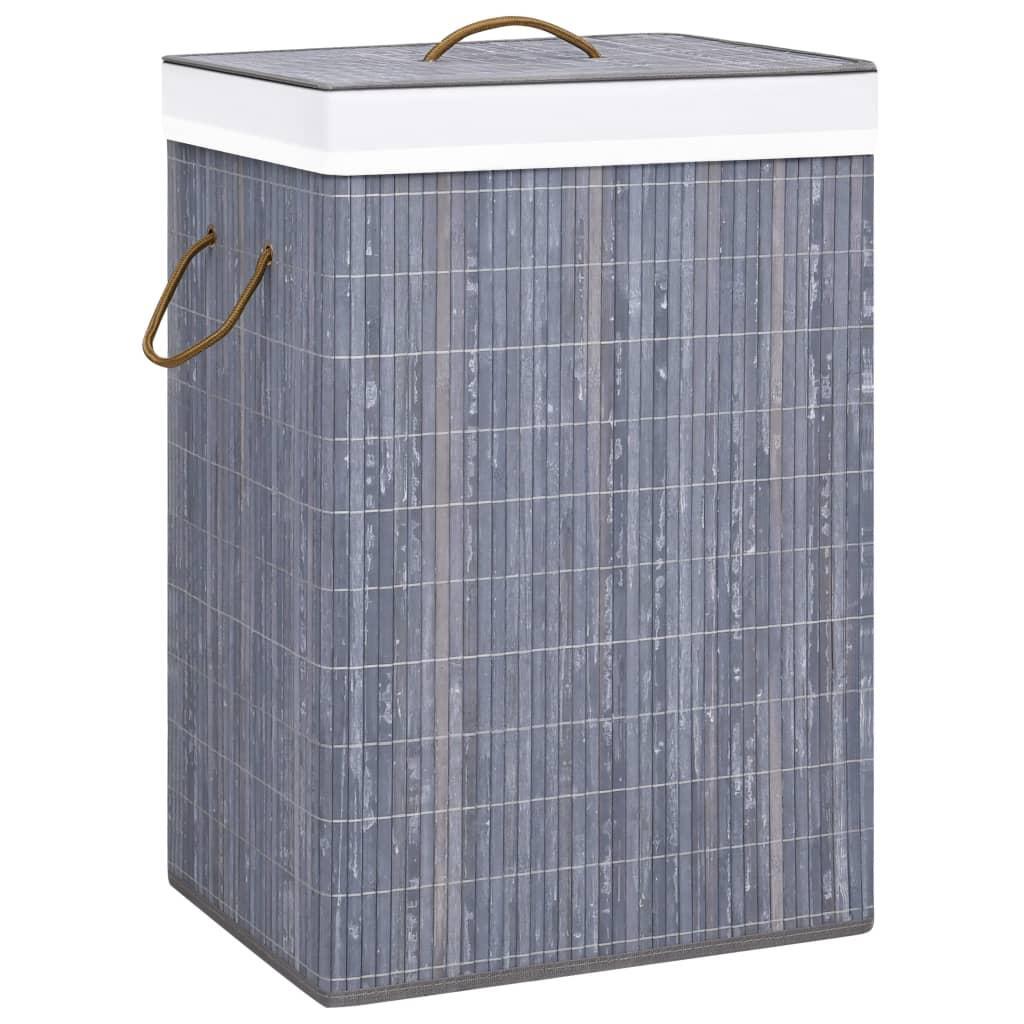 Bamboo Laundry Basket with 2 Sections Grey 72 L vidaXL