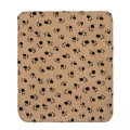 Pet Blanket for Dog Cat Animal Paw Double-sided Fleece Blankets All Year Round Puppy Kitten Bed Sleep Mat 60x70cm (Beige Background with Black Paws)