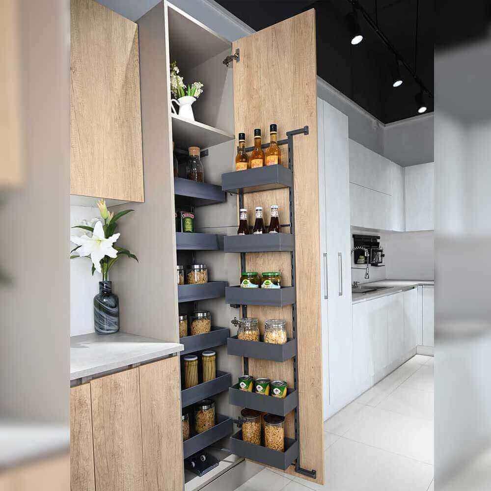Elite Nero Open-Out Tandem Pantry - 1700mm Height - for 600mm Wide Cabinet - Internal Unit