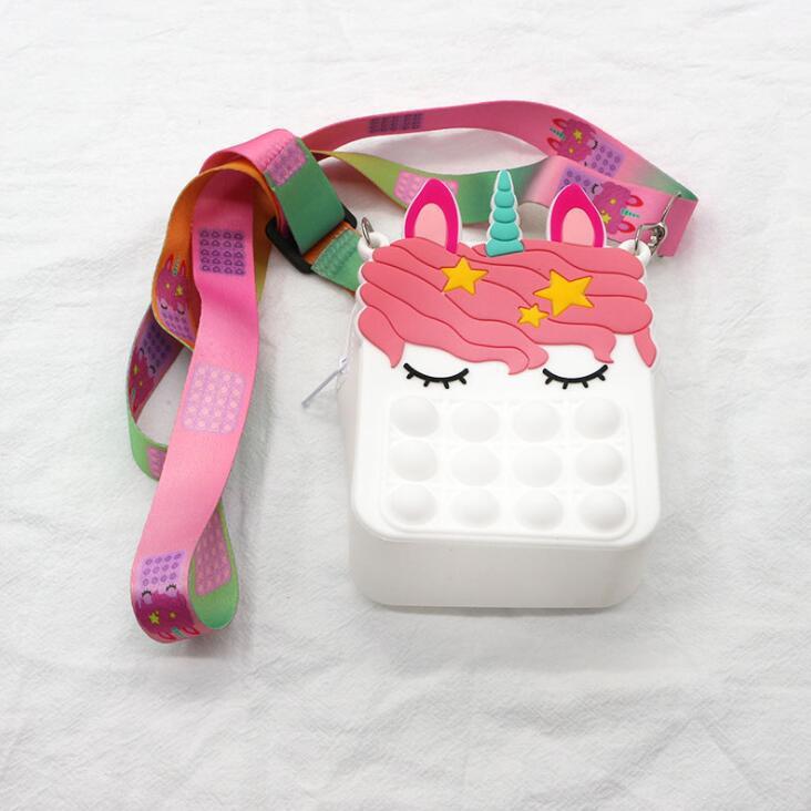 Silicone squeeze cute messenger bag fashion press small bag (WHITE)