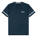 Ford Logo Navy Tee T-Shirt with Striped Sleeves