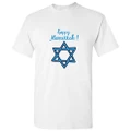 Israel Blue Flag Symbol Sign Happy Hanukkah Jewish White Men T Shirt Tee Top