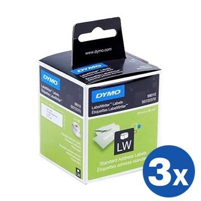 3 x Dymo SD99010 / S0722370 Original White Label 2 Roll 28mm x 89mm - 130 labels per roll