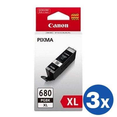 3 x Canon PGI-680XLBK PGI680XLBK High Yield Original Black Inkjet Cartridge