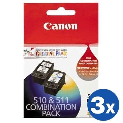 3 x Canon PG-510 PG510 + CL-511 Original Ink Twin Pack (PG510CL511CP) [3BK,3C]