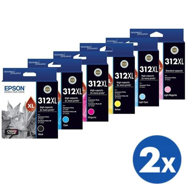 12 Pack Epson 312XL Original High Yield Inkjet Cartridge Combo [2BK,2C,2M,2Y,2LC,2LM]