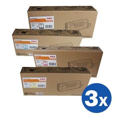 3 Sets of 4 Pack OKI C712N Original Toner Combo (46507612-46507609)