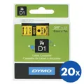 20 x Dymo SD40918 / S0720730 Original 9mm Black Text on Yellow Label Cassette - 7 meters