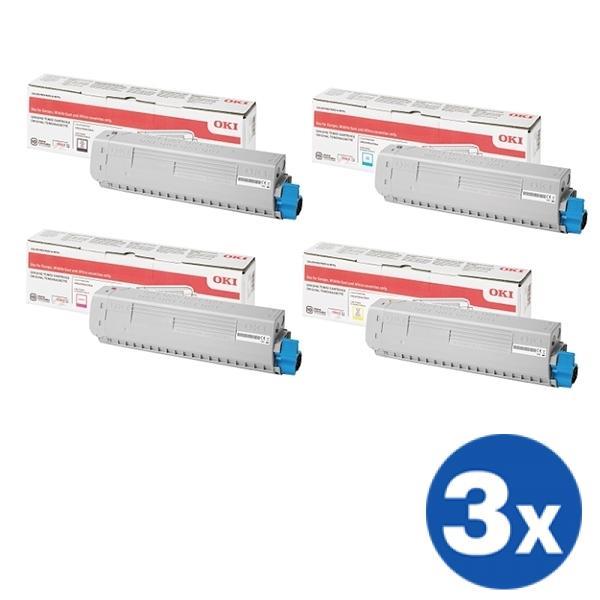 3 Sets of 4 Pack OKI C834 Original Toner Cartridge Combo 46861312 - 46861309 [3BK,3C,3M,3Y]