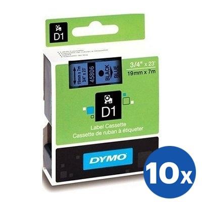 10 x Dymo SD45806 / S0720860 Original 19mm Black Text on Blue Label Cassette - 7 meters