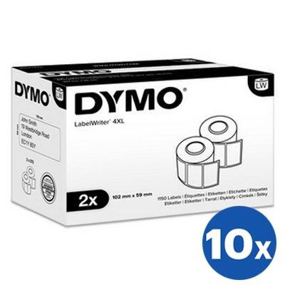 10 x Dymo S0947420 Original White Label 2 Rolls 102mm (W) x 59mm (H) - 575 labels per roll