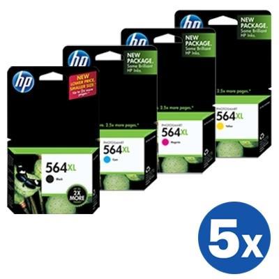 5 sets of 4 Pack HP 564XL Original Inkjet Cartridges CN684WA+CB323WA-CB325WA CN684WA+CB323WACB325WA [5BK,5C,5M,5Y]