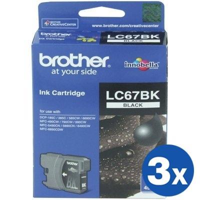 3 x Brother LC-67BK LC67BK Original Black - 450 pages each