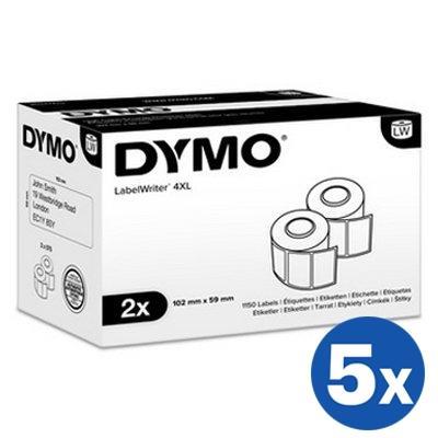5 x Dymo S0947420 Original White Label 2 Rolls 102mm (W) x 59mm (H) - 575 labels per roll