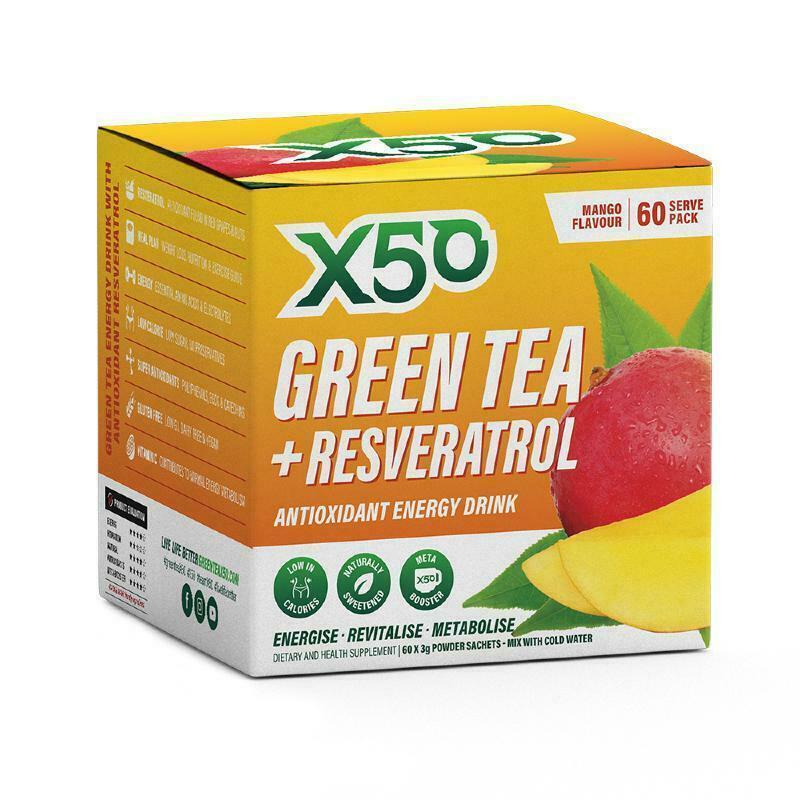 Green Tea X50 - Antioxidant Energy Drink + Resveratrol Mango 60 SERVES