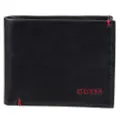 Guess Julian Double Billfold Mens Leather Wallet Credit Cards Holder Black/Red