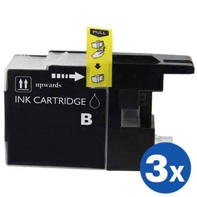3 x Brother LC73/LC77XLBK Generic Black High Yield Ink Cartridge