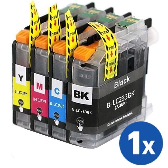 4 Pack Brother LC-233 LC233 Generic Ink Cartridges [1BK,1C,1M,1Y]