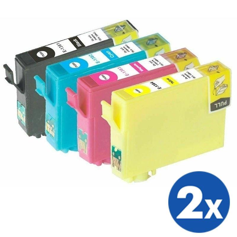 8-Pack Generic Epson 138 T1381-T1384 T1381T1384 Inkjet Cartridges [2BK,2C,2M,2Y]