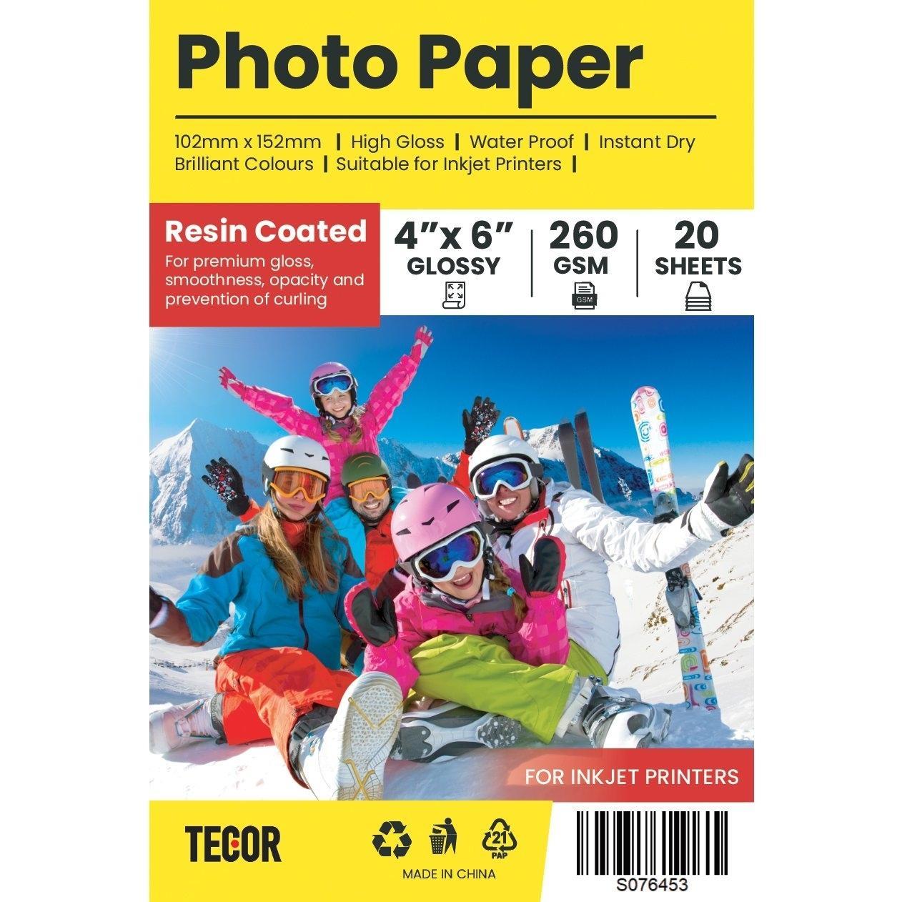 3 x Photographic Quality Resin Coated Premium Glossy Photo Paper 260GSM 4 x 6 inches for Inkjet Printers - 20 sheets per pack (60 sheets in total)