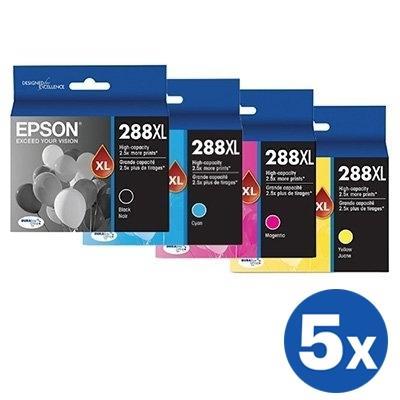 20 Pack Epson 288XL Original High Yield Inkjet Cartridges Combo [5BK,5C,5M,5Y]