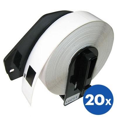 20 x Brother DK-11203 DK11203 Generic Black Text on White Die-Cut Paper Label Roll 17mm x 87mm - 300 labels per roll