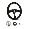 SAAS Steering Wheel Suede 14" ADR Black Spoke D1-SWB-RS and SAAS billet boss kit for ididit GM Style Aftermarket Steering Columns 0