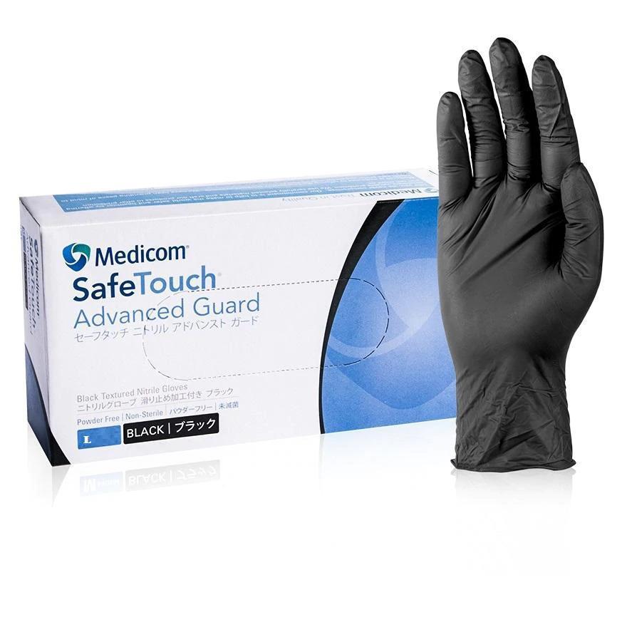 Medicom Safe Touch Nitrile Powder Free Gloves Black Size L Large 100pcs