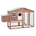 Chicken Coop with Nest Box Mocha and White Solid Fir Wood vidaXL