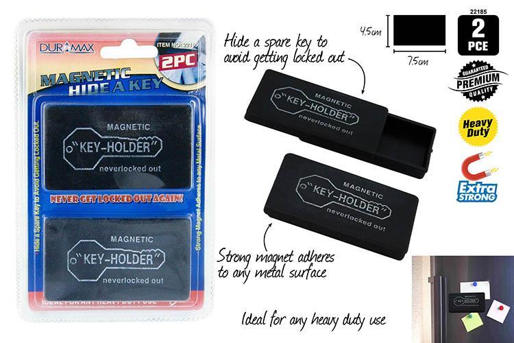 2 x Magnetic Hide-A-Key Holder Holders Extra Case Storage Magnet Spare Container