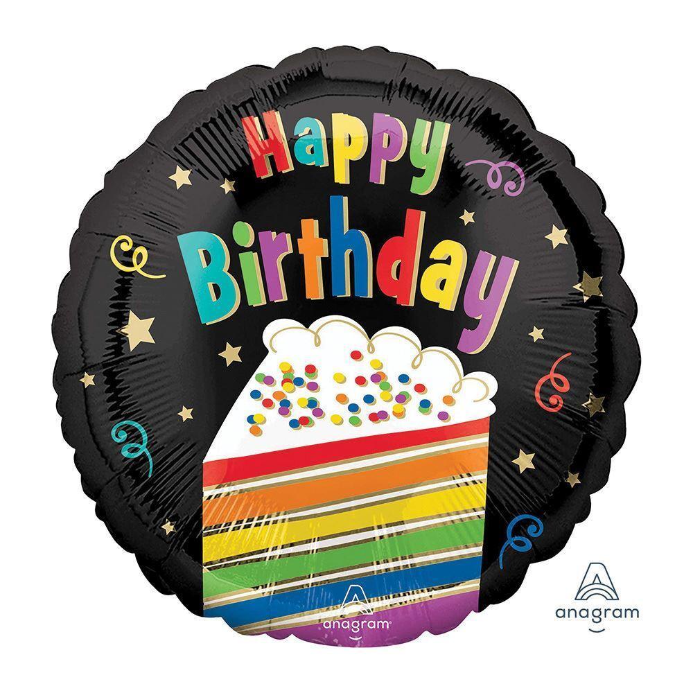 45cm Standard HX Happy Birthday Rainbow Cake Foil Balloon