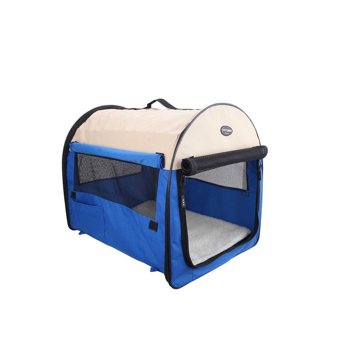 Petcomer Medium Portable Soft Pet Dog Cat Crate Travel Carrier Cage Kennel Tent House - Blue