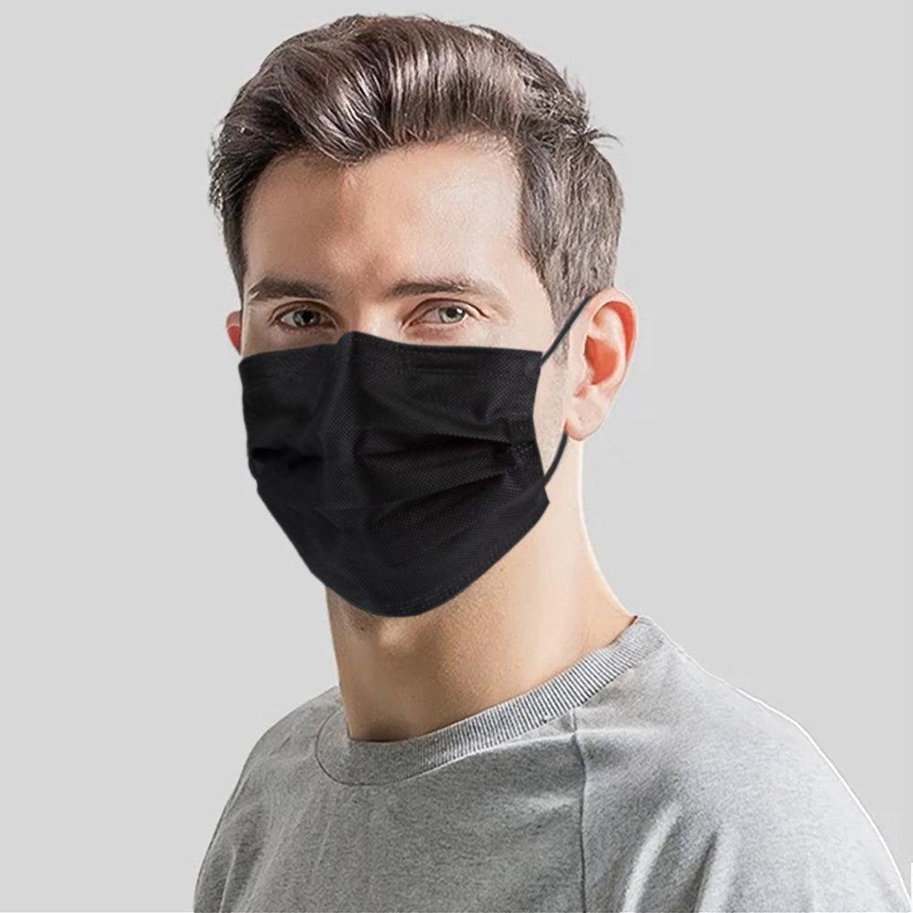 500Pk Bulk Hygienic Single Packed 3 Layer Disposable Face Masks - Black