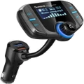 Bluetooth FM Transmitter,Sumind Wireless Radio Adapter Hands-Free Car Kit with 1.7 Inch Display,QC3.0 and Smart 2.4A Dual USB Ports,AUX Input/Output Player