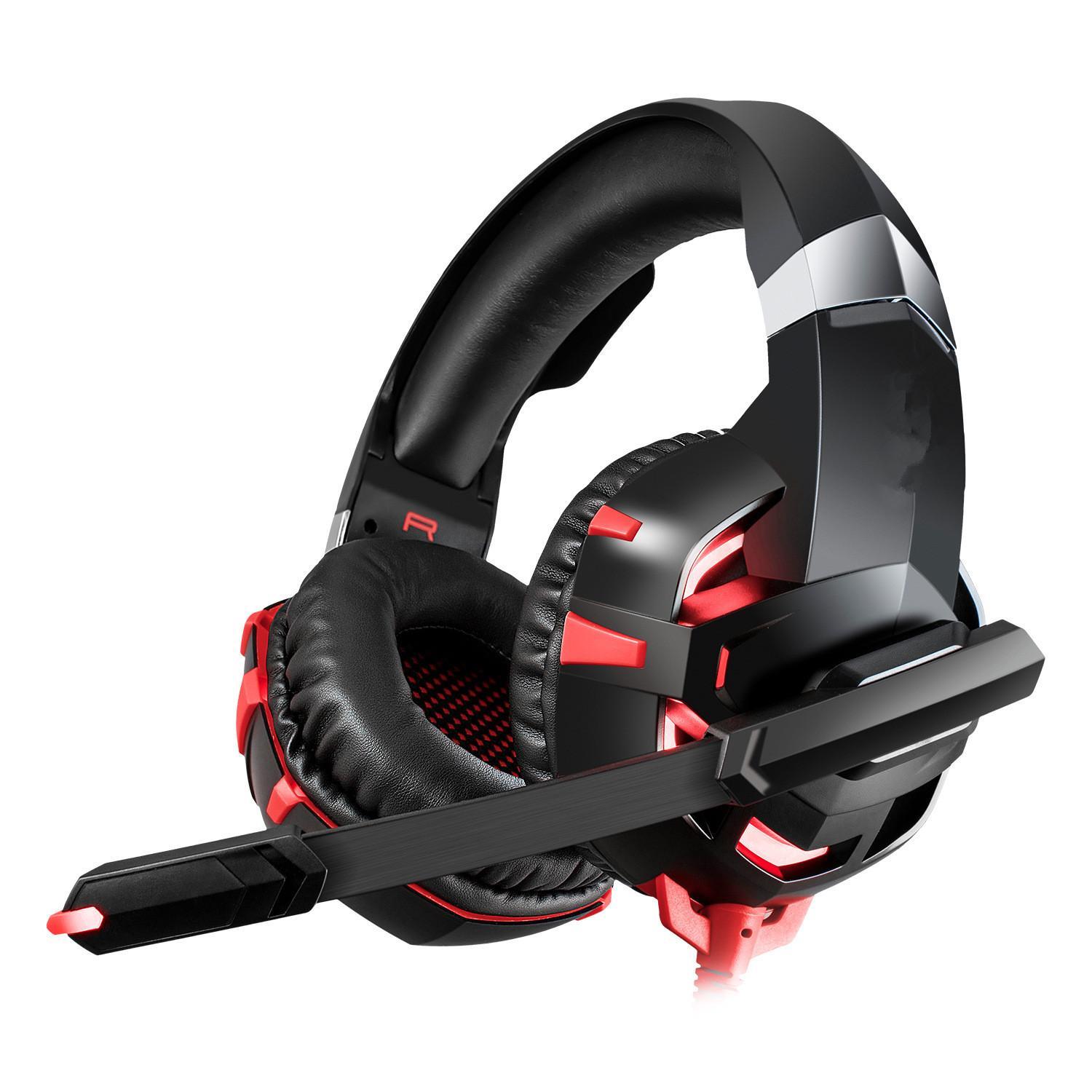 K2 Gaming Over Ear Headset with LED Light and Microphone for PC Computer Laptop Red