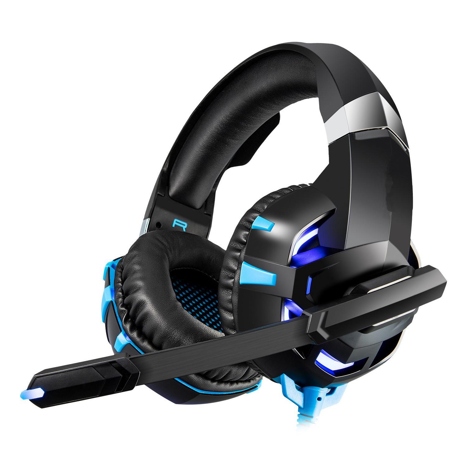 K2 Gaming Over Ear Headset with LED Light and Microphone for PC Computer Laptop Blue