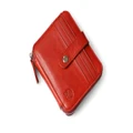 Genuine Leather Zipper Wallet Business & Credit Card Case Holder Bifold Red