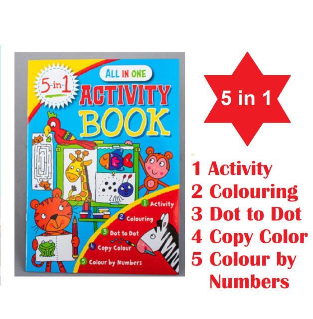 Au 5 iN 1 Activity Book Children Kid Color Book Early Education Cognitive Study