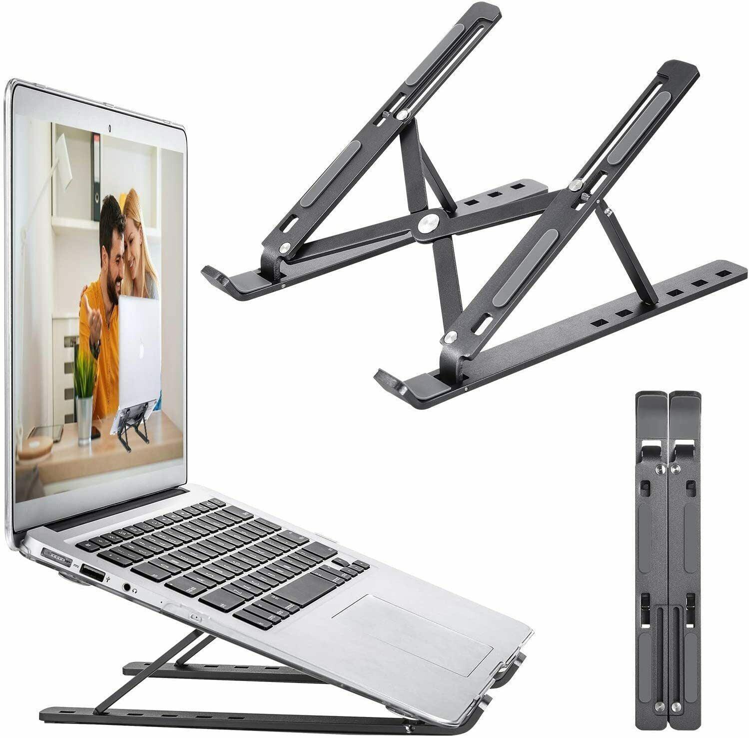 Adjustable Folding Stand Notebook Portable Tablet Holder For Laptop iPad MacBook-Black-1 PACK