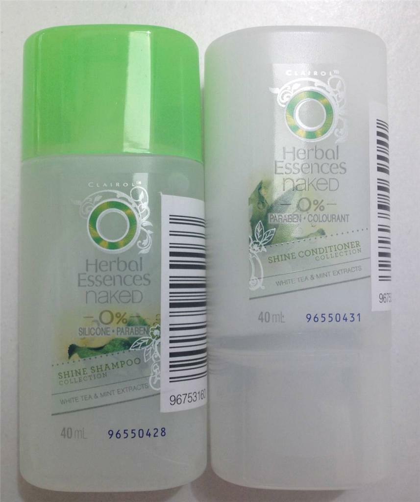 3 Sets of Clairol Herbal Essences Naked Shine Shampoo & Conditioner 40mL