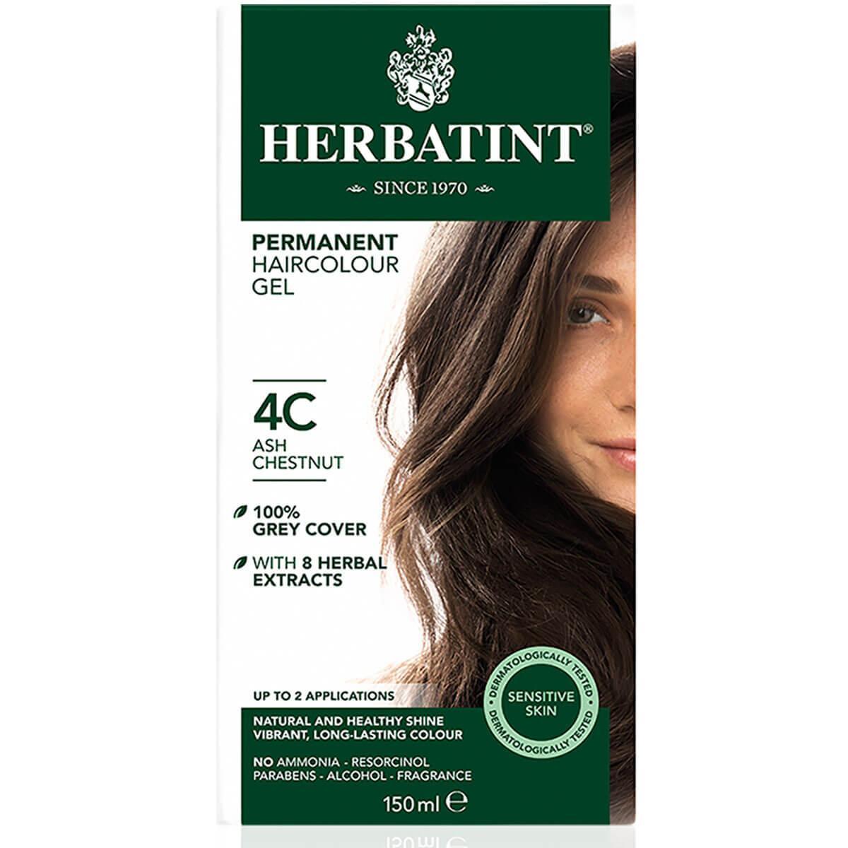 Chestnut, Ash (4C) - Herbatint Permanent Hair Colour Gel