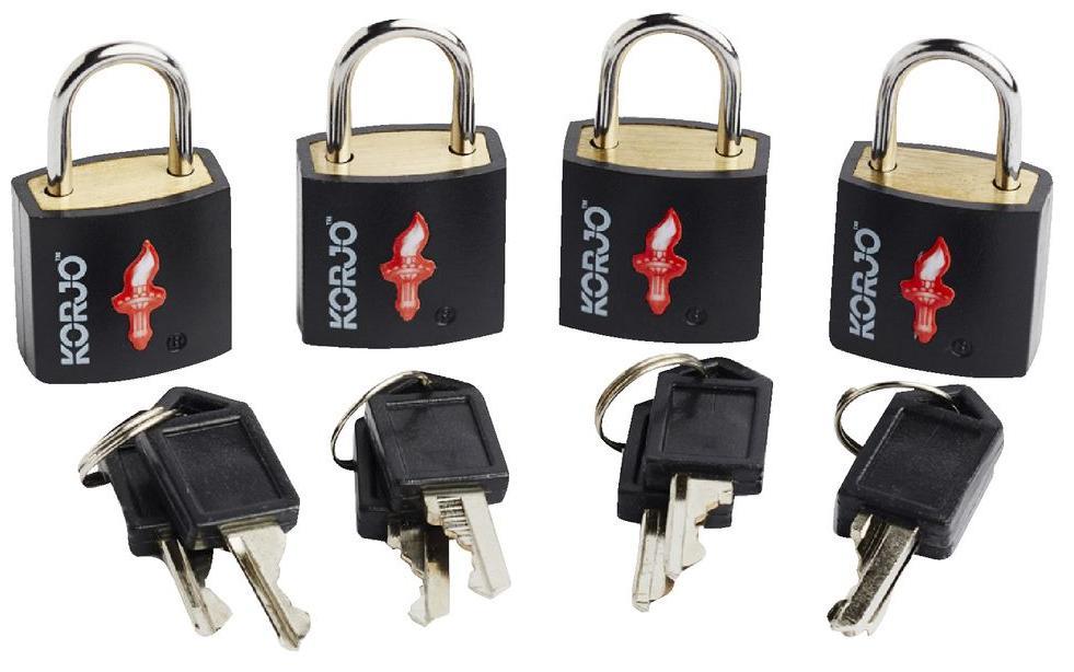 Korjo TSA Luggage Locks 4 Per Packet Assorted Colours TSA LL4