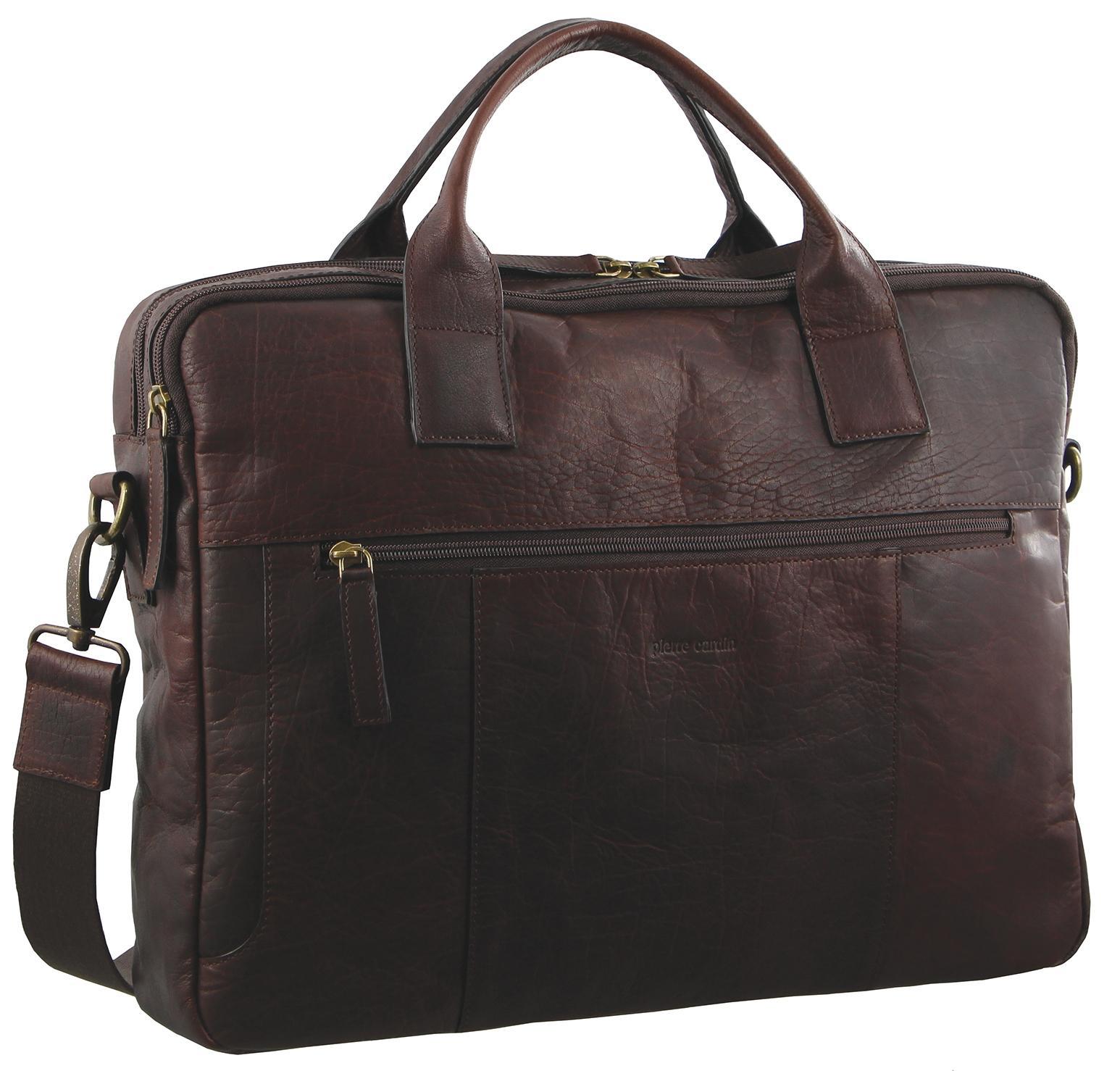 Pierre Cardin Genuine Leather 39cm Computer Bag Smart Sleeve Chestnut PC2807