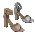 Ladies No Shoes Blondy Rose Gold, Silver Wood look Heel Open toe Size 6-10 New Rose Gold 8